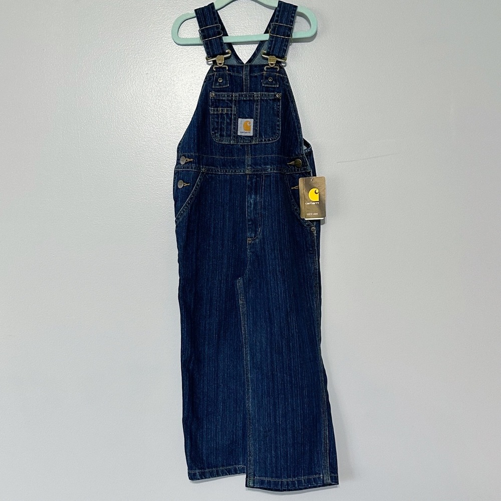 Carhartt Denim Overalls in Worn In Blue Wash Size 4T New with tags